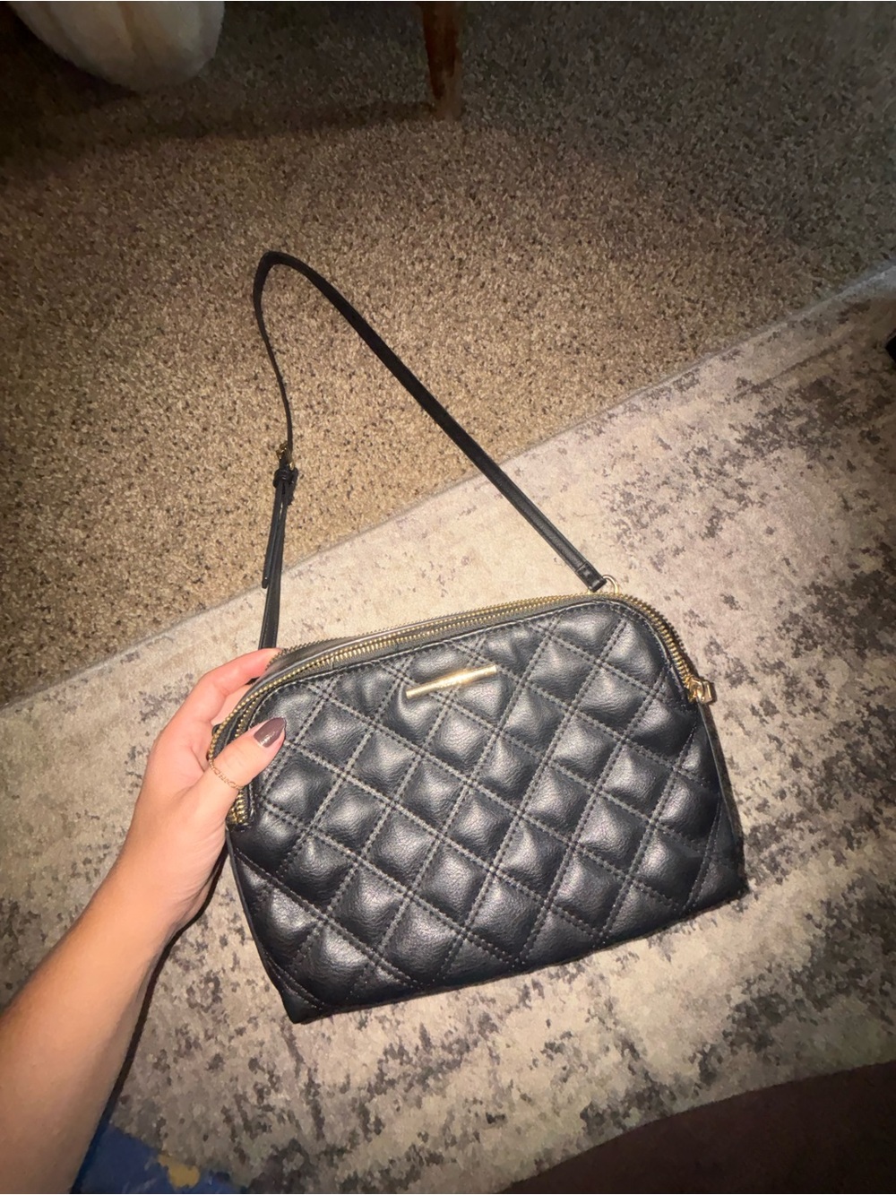 Quilted Black Leather Crossbody Bag